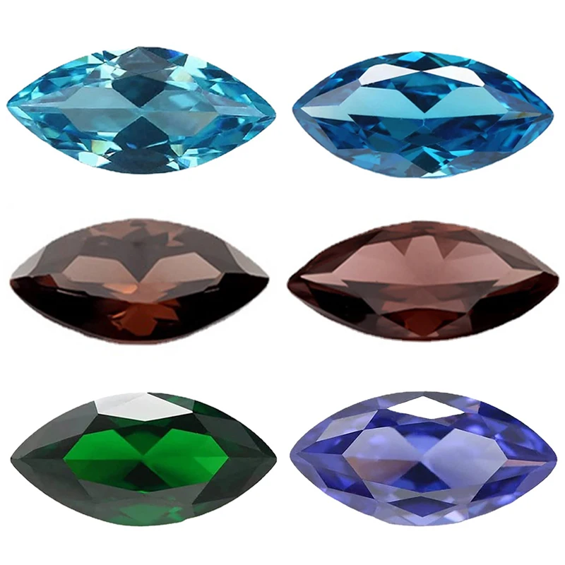 Size 2x4mm~8x16mm Marquise Shape Loose Cubic Zirconia 5A CZ Stones Green Sea Blue Coffee Tanzanite Color Rhodolite Zircon