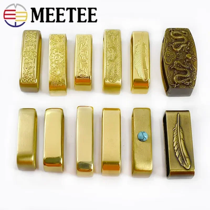 Meetee 1/2Pcs 35/40mm Pure Copper Belts Rings Buckles Leather Belt Loops Hook Buckle DIY Craft Band O Ring Loop Clasp Accessory