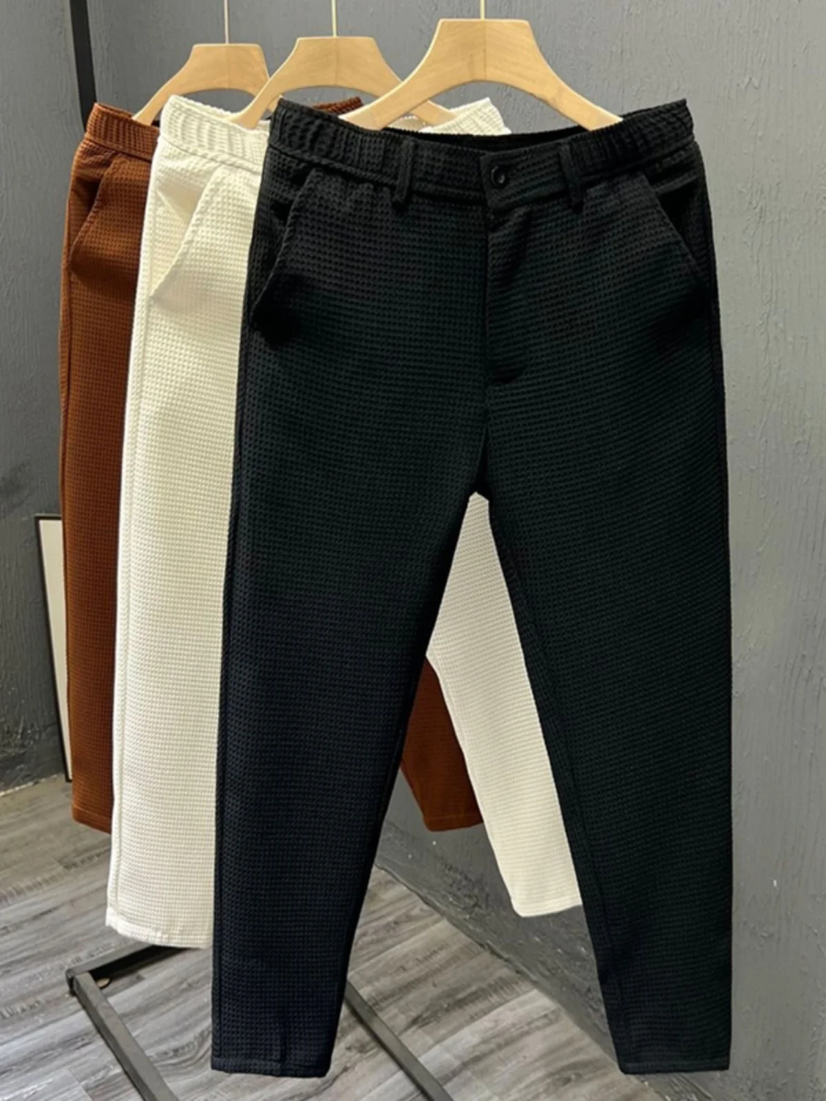 

Casual Men's Khaki Pants Spring Summer Sle Slim Fit Busin Nine Points Trousers Breathable Comfortable Faionable Urban