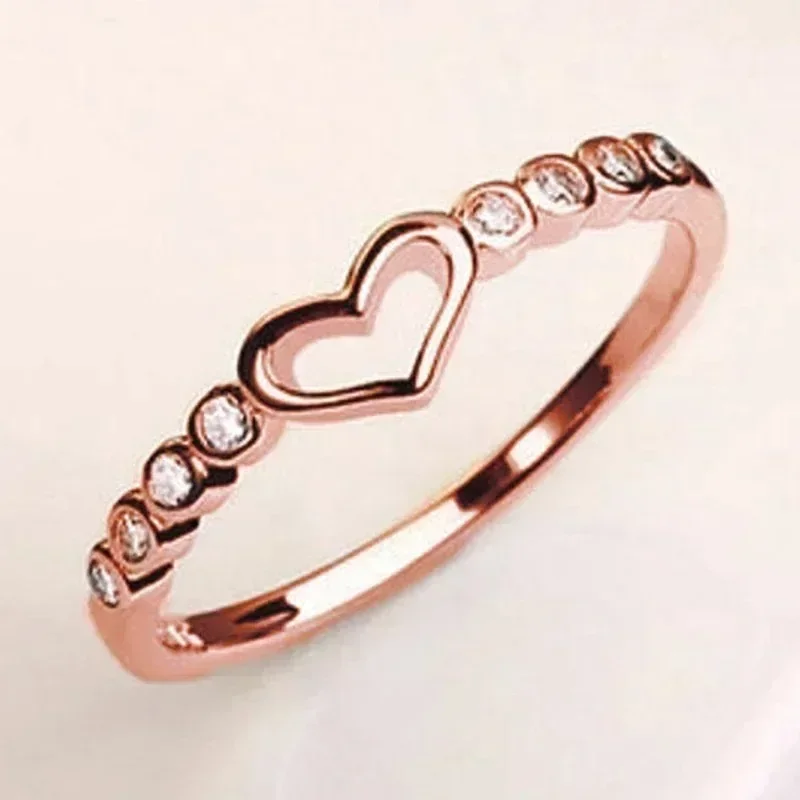 Minimalism Hollow Heart Finger Rings for Women Exquisite Thin Wedding Bands Accessories Anniversary Gift Statement Jewelry