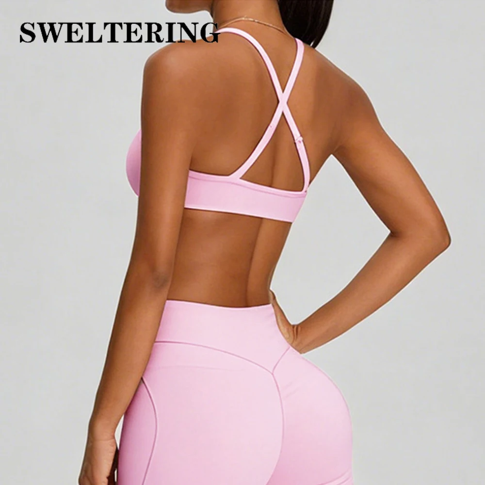 Summer Sexy Gym Fitness Top Women Back Cross Yoga Bra Sports Bra Breathable Push Up Sports Underwear Fitness Workout Crop Top