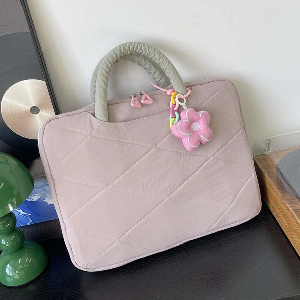 Laptop Case With Flower Pendant Laptop Sleeve Handle Style Portable Computer Handbag Sweet Cute Laptop Bags School
