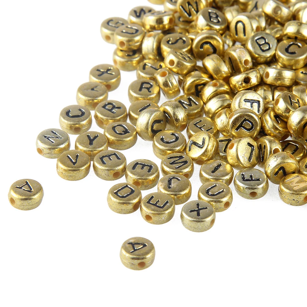 

500 Pcs Alphabet Beads Handmade Craft Accessories Jewelry Beading Kits Acrylic Printed DIY