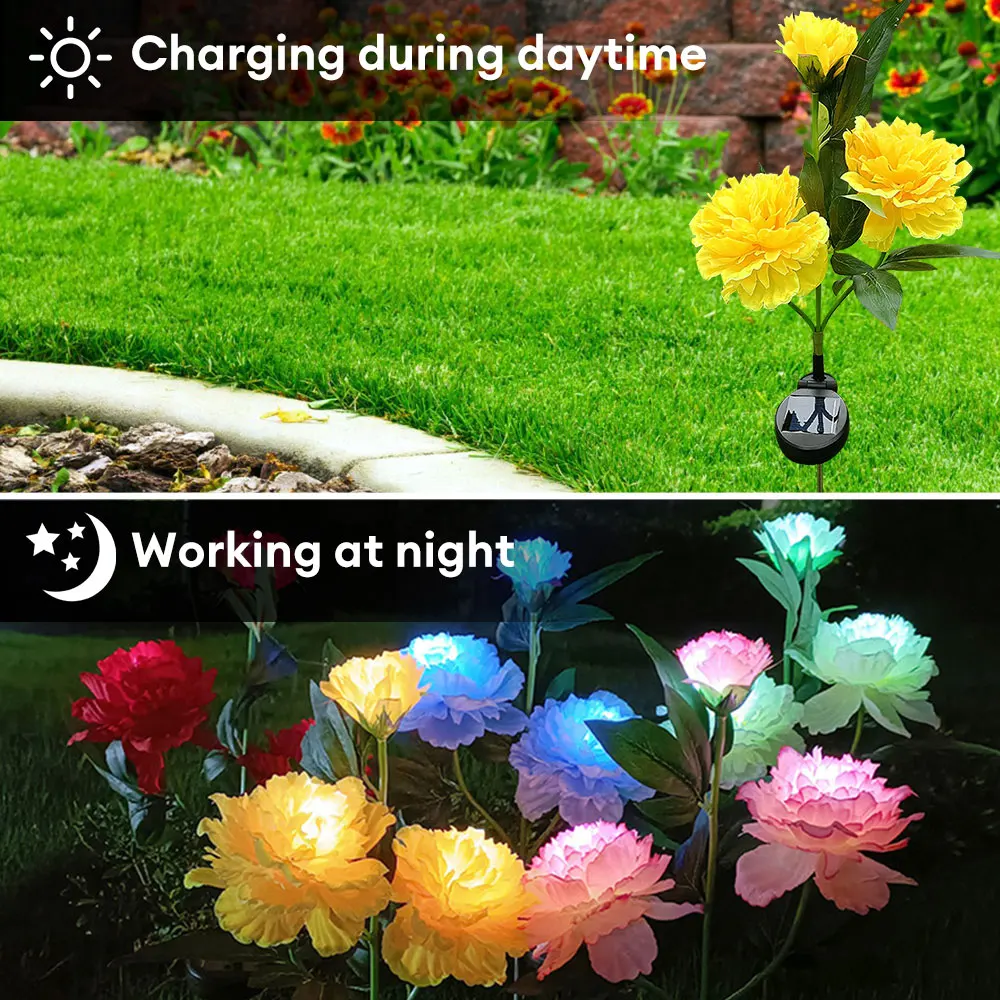 LED Solar Simulation Pfingstrose Blume Solar LED-Licht Garten Hof Rasen Nacht lampe Landschaft Garten Haus Weihnachts dekoration