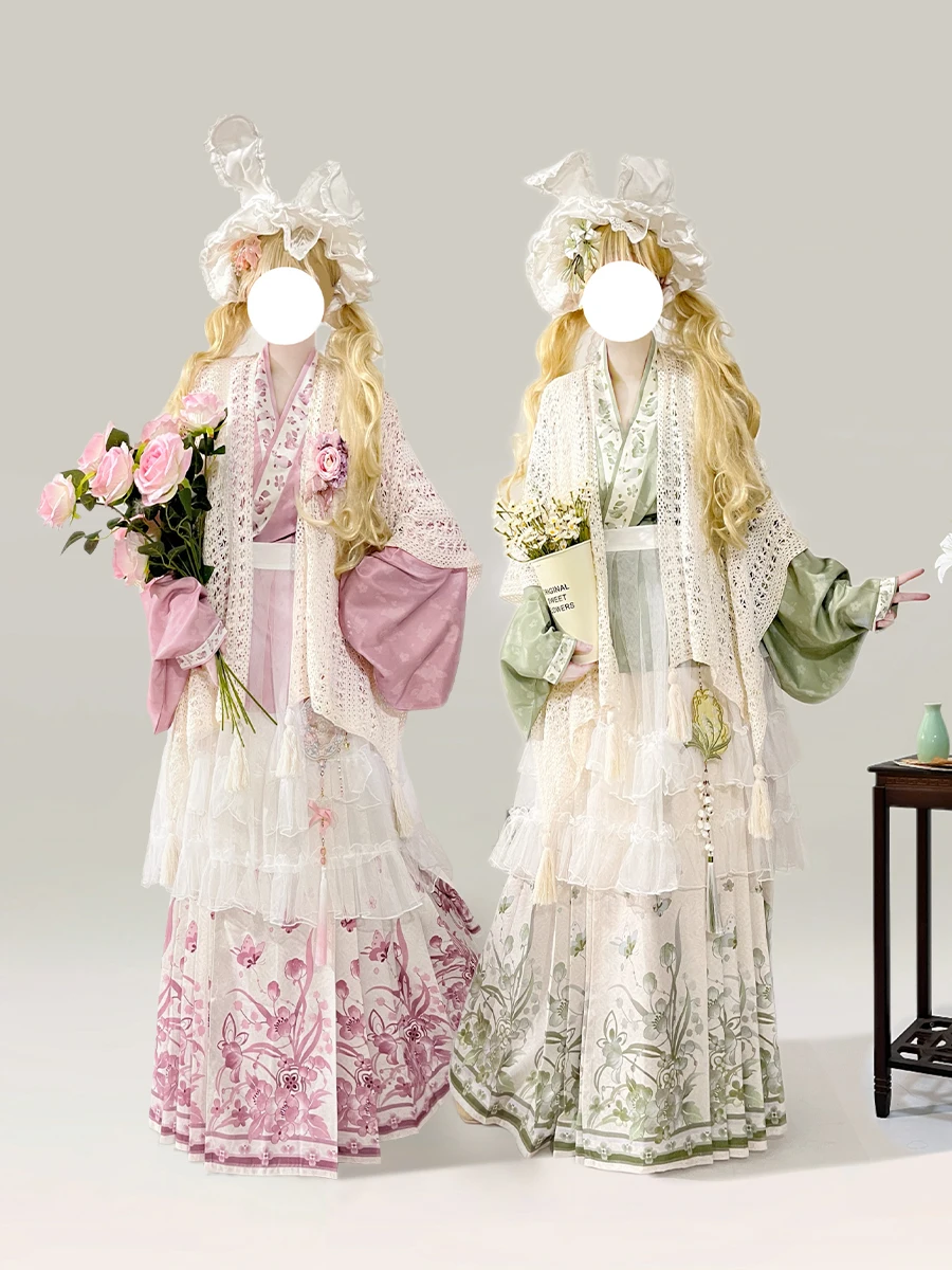 

Оригинальный комплект юбки ort irt с воротником Ming Dynas Sle Hanfu Underdr, пальто в стиле Лолиты для женщин 8-25 лет