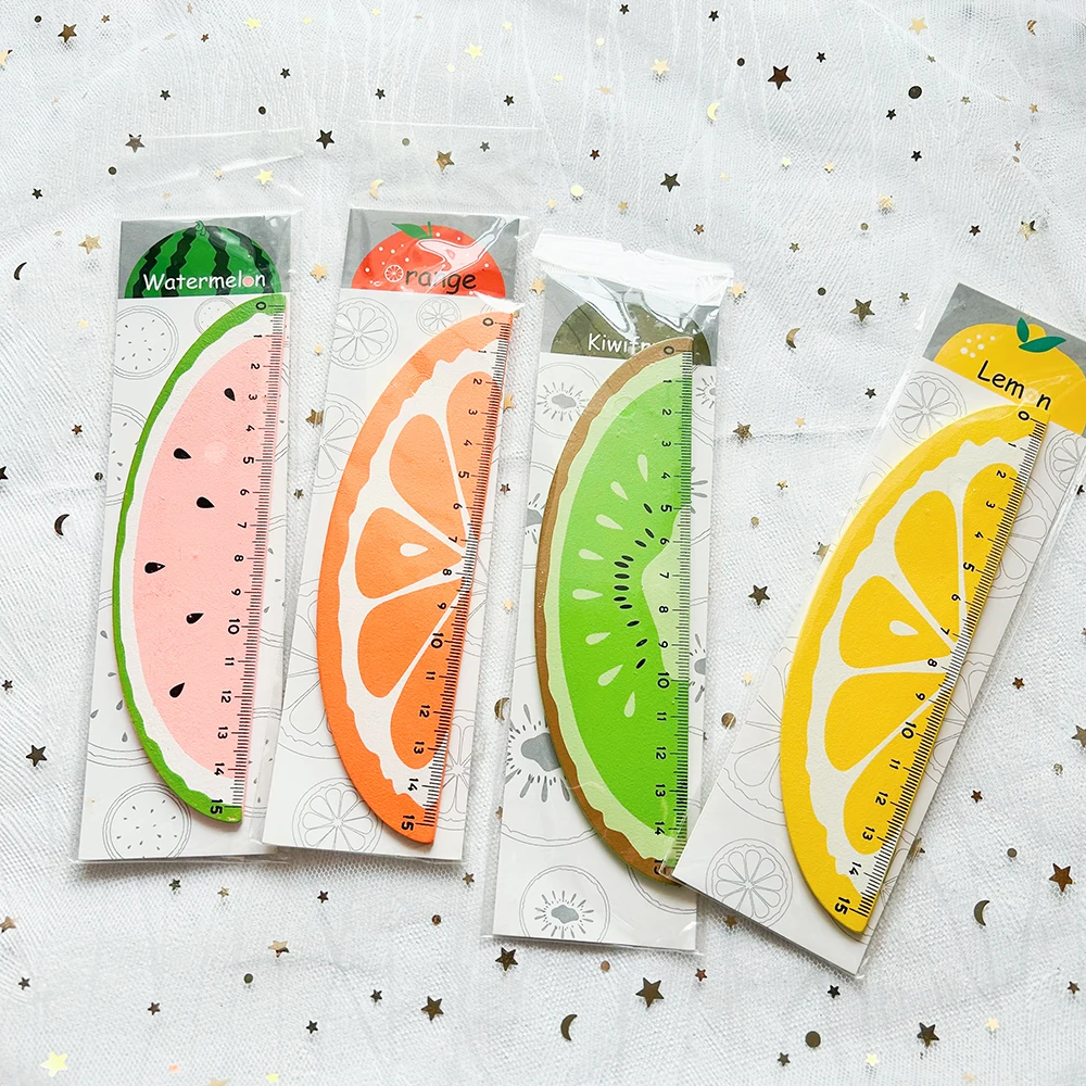 1 PC Kawaii Fruit Wood Ruler Schule School Supplies Accessories Cute Korean Stationery School Rules Bookmark Office Gadgets