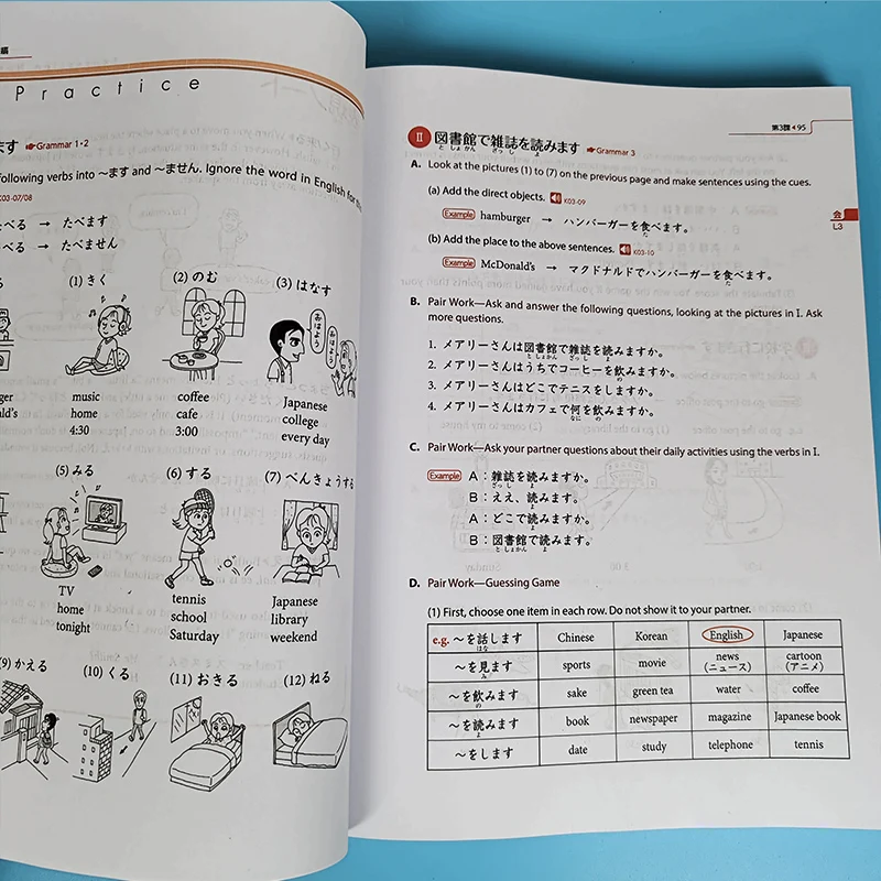 Genki textbook japanese 3rd Edition 1/2 Learn Japanese Workbook Answer An Integrated Course Japanese with English study Book