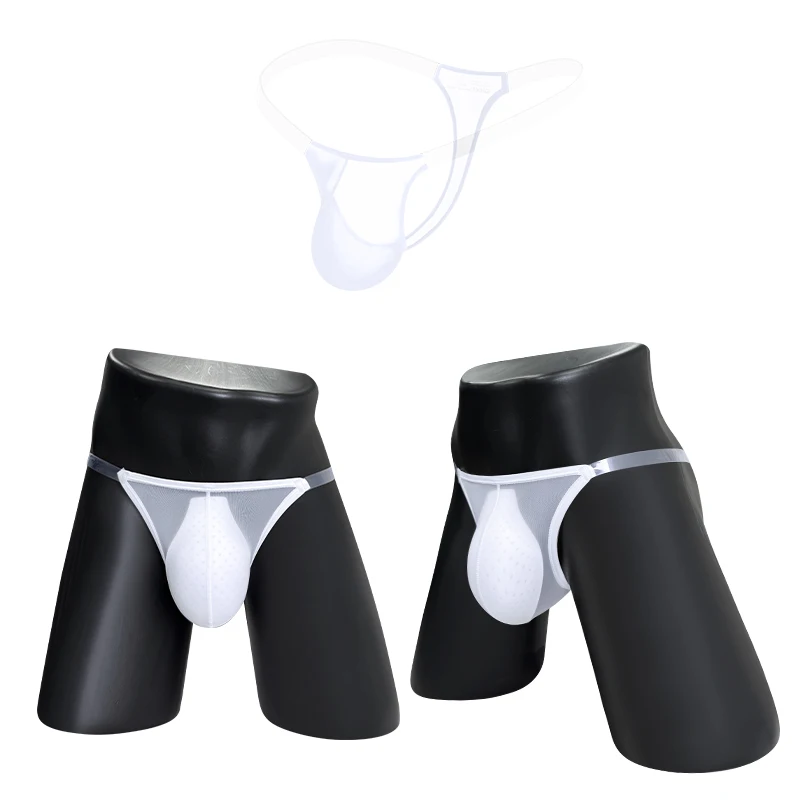 

3pcs Sexy Men's solid color Mesh Sheer Bulge Pouch G-Strings Thongs Low Waist Briefs Underwear Lingerie Man Panties Shorts