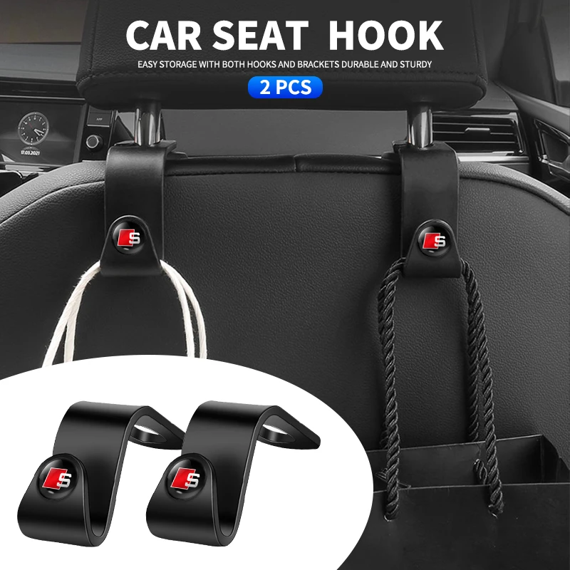 

1/2Pcs Car Seat Headrest Hook Auto Back Seat Organizer for Audi Sline S3 S4 S5 S6 S7 RS Quattro Q7 Q5 Q3 A4 B8 8P A3 A6 C7 A5