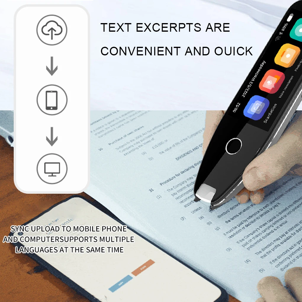 ABS Translation Pen Digital Battery Powered Ergonomic Replacement Business Meeting Translator Scanner Reader White 6