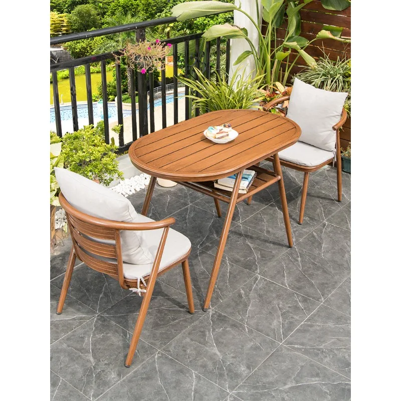 Outdoor balcony Combined table and chairs Leisure tea table One table Two chairs Internet celebrity chair Three-piece combinatio