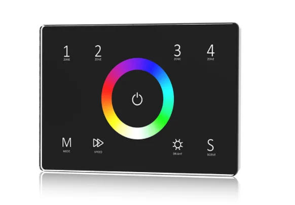 Panneau tactile en verre de gradation 110-Kampylique, entrée T11(IT), 4 zones, DMX Master T12 CCT / T13 RGB / T14 RGBW DMXorg2.4 G RF AC