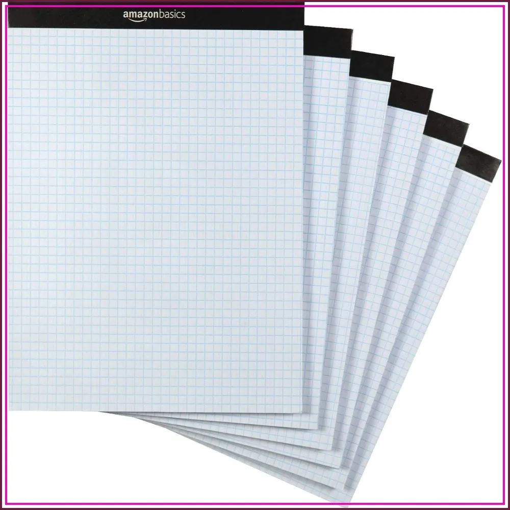 Quad-Ruled Graph Paper Pad, 4x4 Grid, Perforated Sheets, Letter Size 8.5