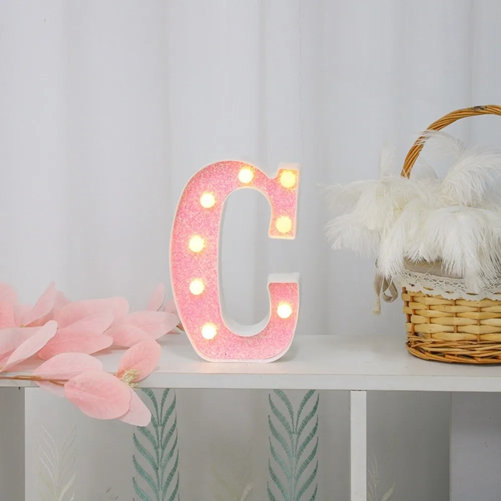 16cm Size LED Light Letters Pink Color 26 English Letters Alphabet Lamp Luminous Design LED Light LED Letter Night Light