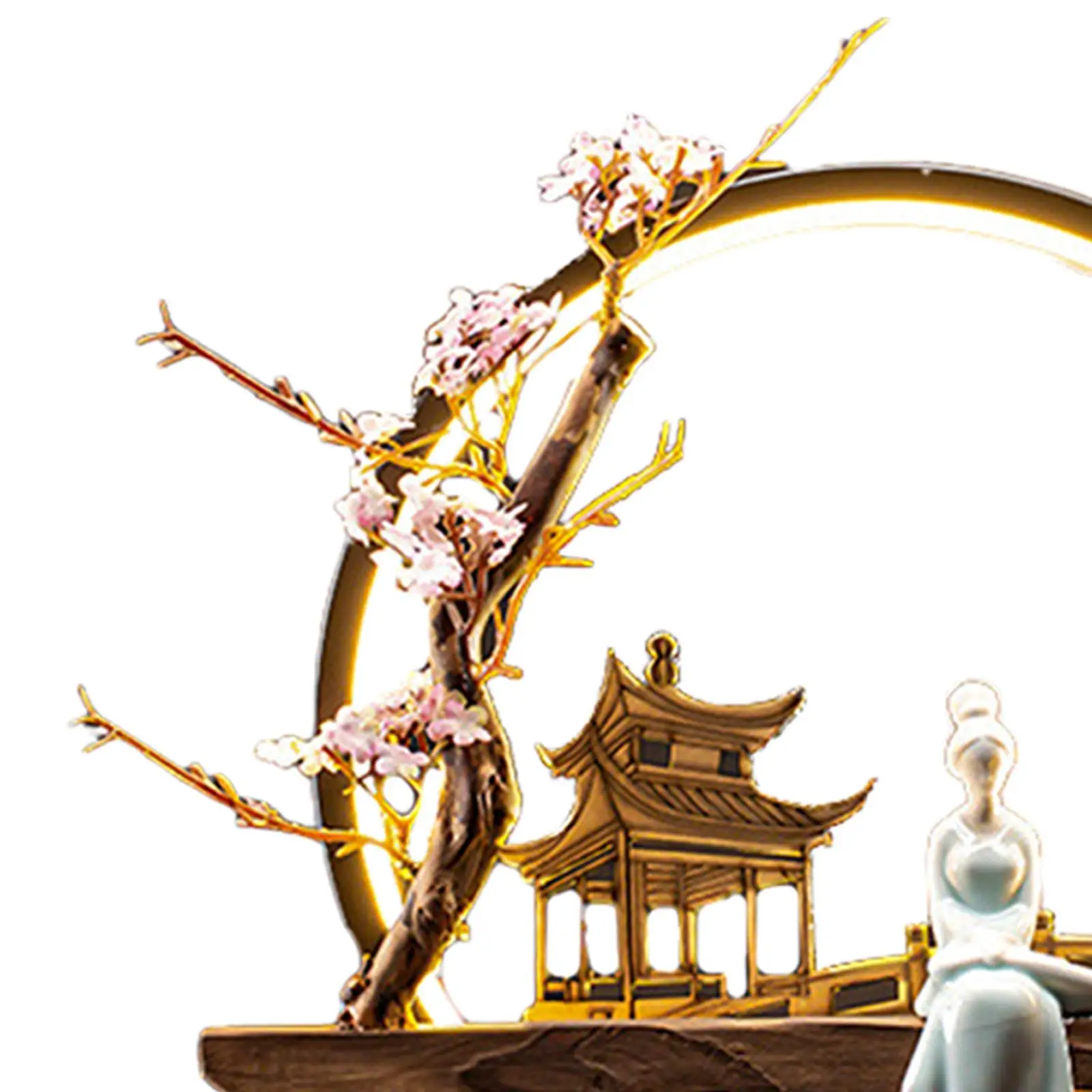 Backflow Incenses Burner Traditional Chinese Style Waterfall Fountain Night Light Ornament Incenses Holder for Tabletop Teahouse
