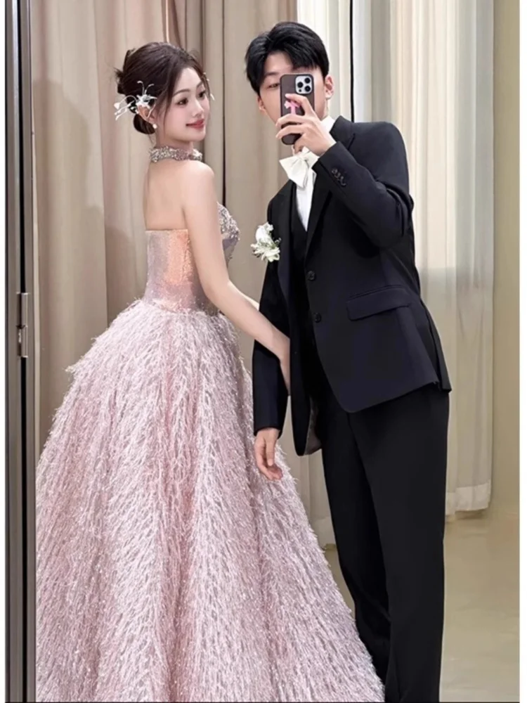 Abito da sera rosa Ele Bridal Dr Cerimonia per adulti Cerimonia per bere Cerimonia per principesse Gonna ini Fata Aosphere Matrimonio Dr