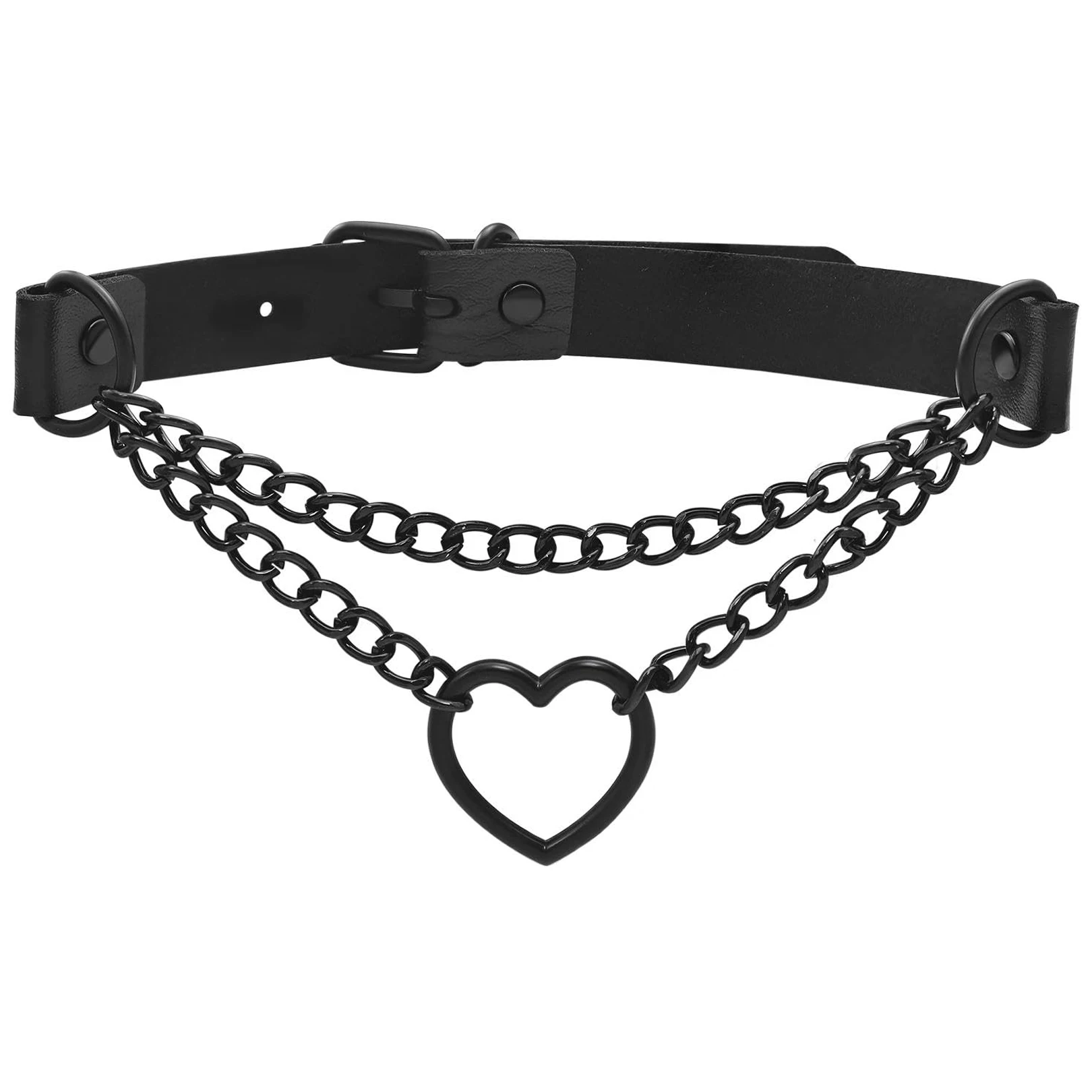 Layered Star Goth Necklace & Emo Studded Bracelets Set, Unisex