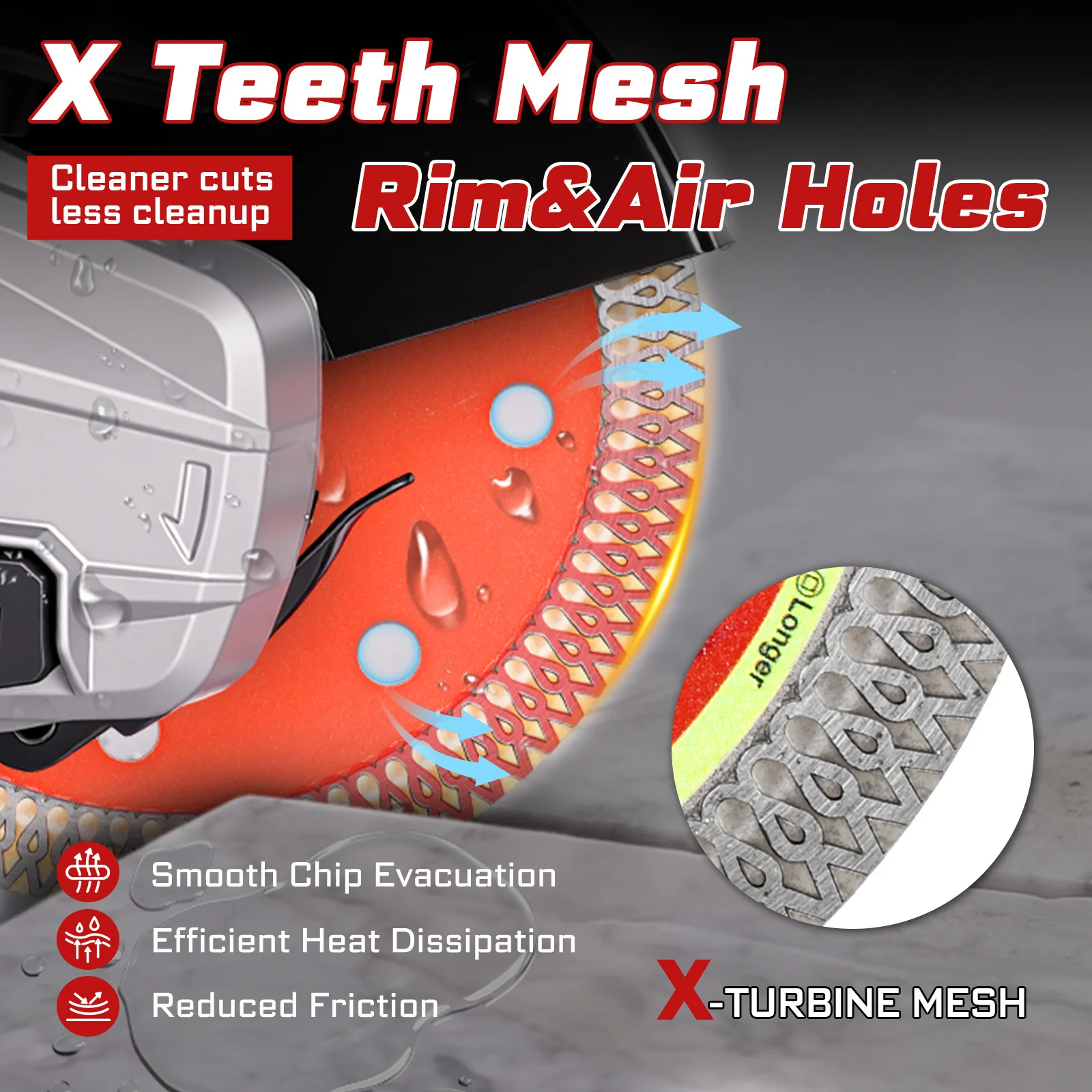 Geinxurn 3/8/15PCS Corrugated Tooth Diamond Cutting Disc (4.5Inches) For Tile Ceramic Porcelain Marble, For Angle Grinder