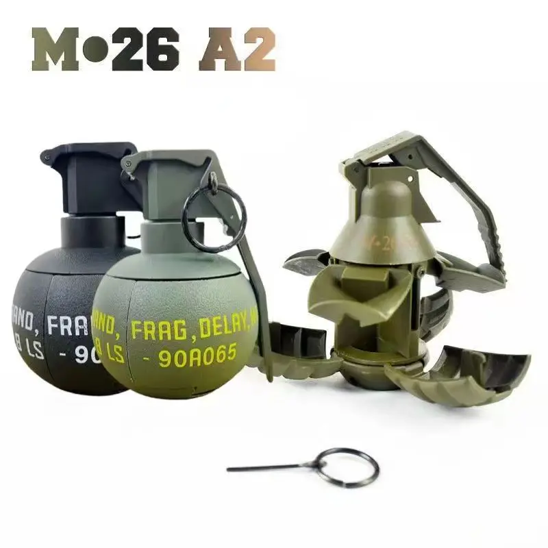 

2 шт. Игрушечные гранаты-модели для страйкбола и пейнтбола, тактические, с 1 мешком патронов, забавные, с активным выстрелом, с кольцом для вытягивания, для взрослых, для активного отдыха на природе