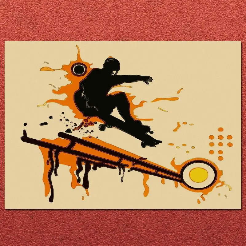 Trend Skateboard ing Kraft papier Poster Schlafsaal Schlafzimmer Café dekorative Malerei Foto rahmen Wanda uf kleber