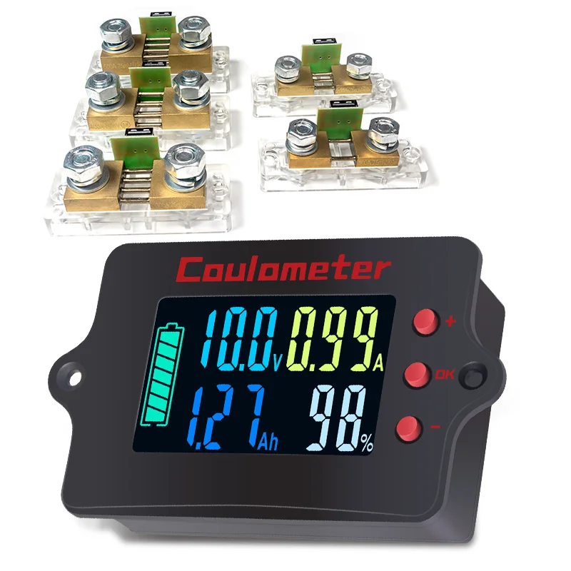 PZEM-037 Car Battery Tester 8-120V Color LCD Display Coulombmeter 400A 500AVoltmeter Discharge Capacity Indicator Batteries