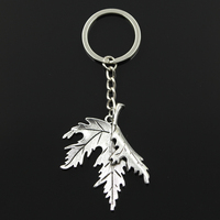 Fashion Key Ring Metal Key Chain Keychain Jewelry Antique Bronze Silver Color Plated Folding Maple Leaves Canada 55x44mm Pendant