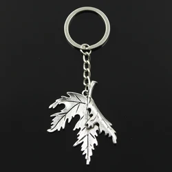 Fashion Key Ring Metal Key Chain Keychain Jewelry Antique Bronze Silver Color Plated Folding Maple Leaves Canada 55x44mm Pendant