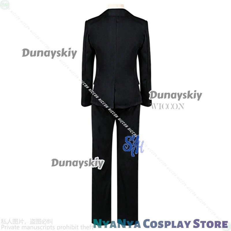 ชุดคอสเพลย์โรลันด์จากอนิเมะเกม Library of Ruina เสื้อโค้ทสีดำ กางเกง เนคไท หน้ากากสยองขวัญ ถุงมือ สำหรับงานปาร์ตี้ฮาโลวีน คริสต์มาส และคอสเพลย์