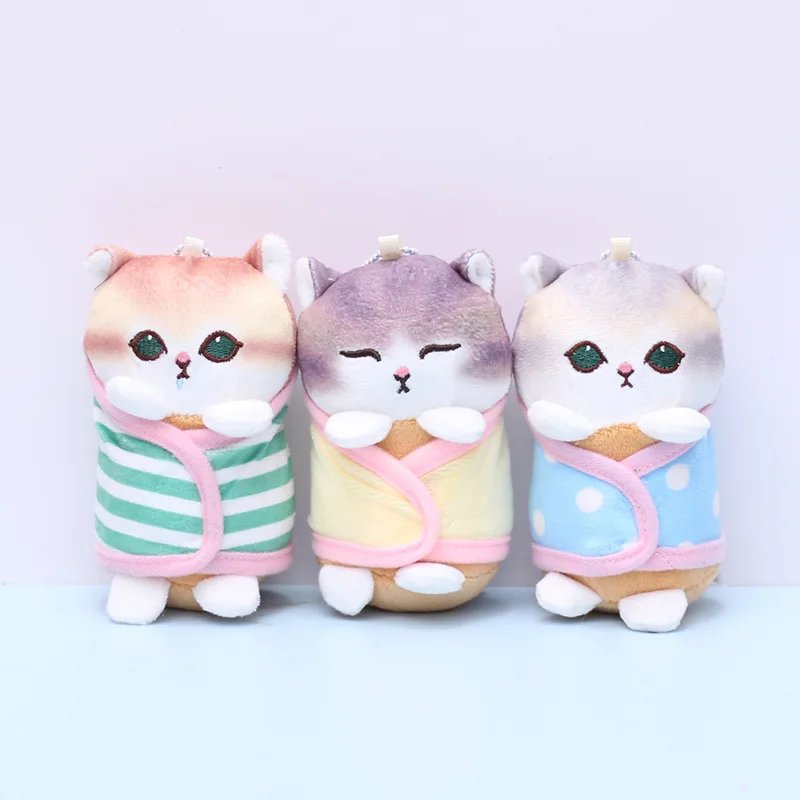 

Мягкая игрушка-брелок Kawaii Mofusand в виде кота-акулы в полотенце, креативный мультяшный брелок-подвеска для рюкзака, плюшевая кукла, подарок на день рождения