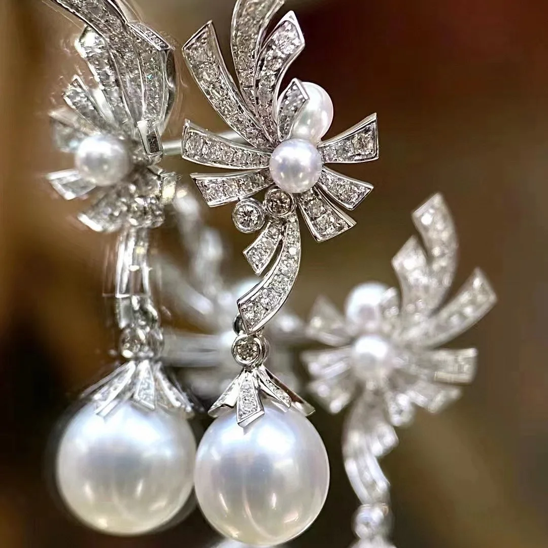 

S925 Silver 9-10mm Natural Freshwater Pearl Earrings, Teardrop Near Round Slight Flaws Strong Luster, Classic Pearl Studs Gift