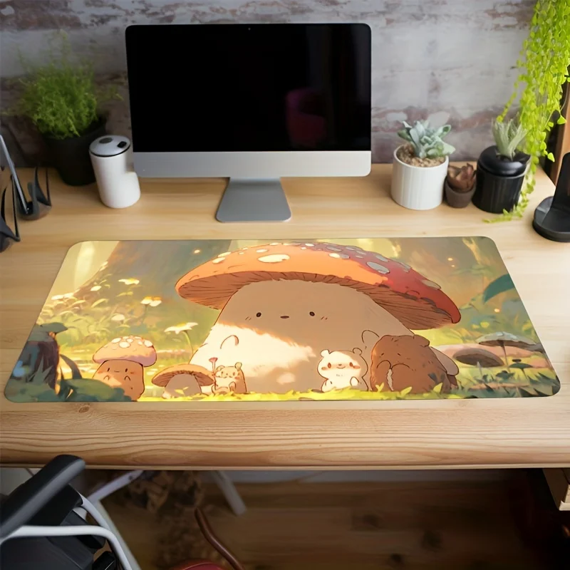 

Anime Mushroom Aesthetic Large Gaming Mouse Pad Office Desk Mat Computer Keyboard Pad Nonslip Office Desk Room Decor Accessories