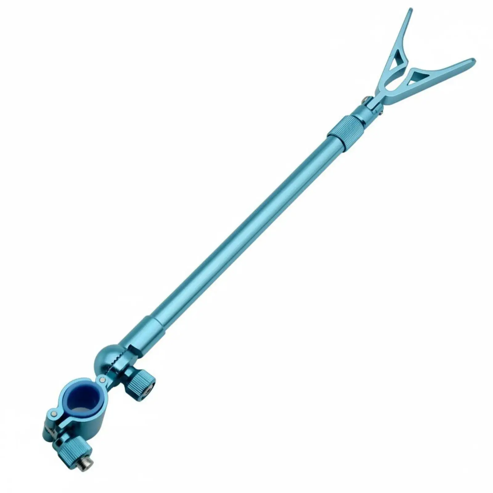 Portable Telescopic Fishing Rod Holder for Boat Railing with Adjustable Clamp and Folding Y Shape Cradle for Stability