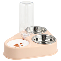 Water Dispenser 500ml Stainless Steel PP PE Cat Dog Bowl Pink Pet Feeder Drinking Fountain Food Bowls Pet Supplies