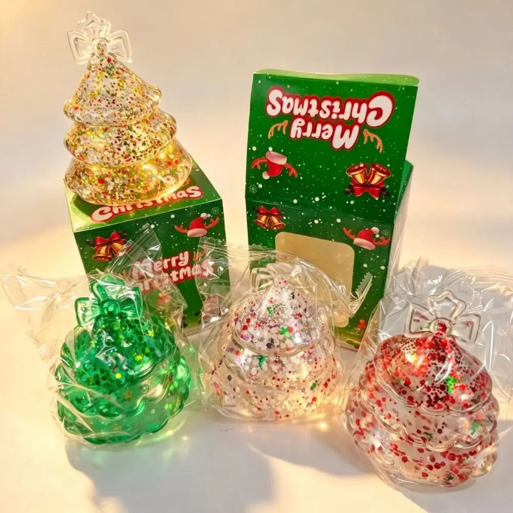 TPR Christmas Squishy Multicolor Glitter Squeezable Christmas Squishy Ornament Santa Claus Shape Festive Shapes Stress Relief
