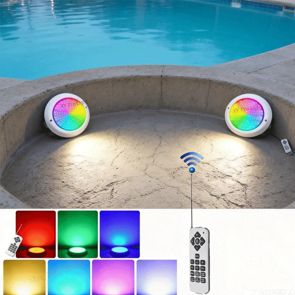 

Светодиодный светильник для бассейна 18 Вт RGB, водонепроницаемый IP68, AC/DC12V, с дистанционным управлением, для наружного использования, подводный светильник для пруда, прожектор для бассейна