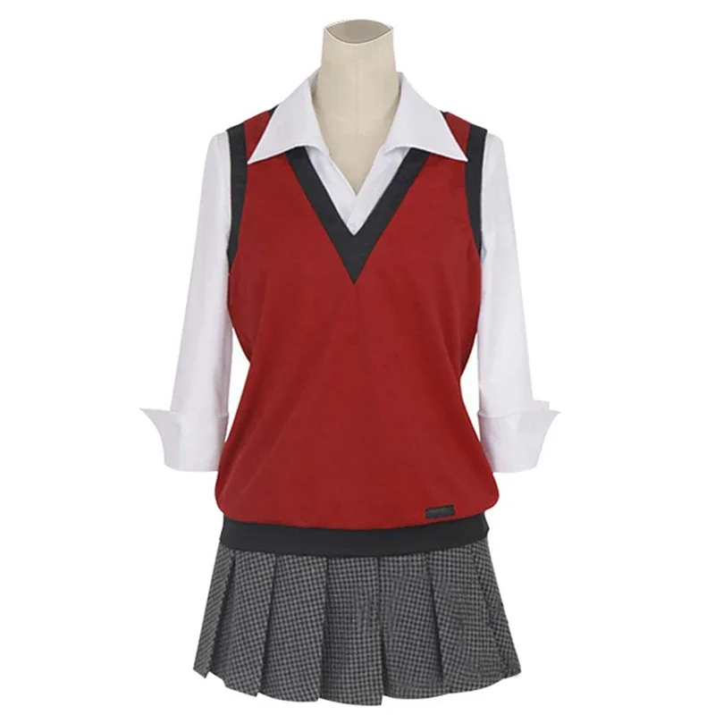 Anime Kakegurui Ikishima Midari Cosplay Costume Shirt Vest Skirt  JK Uniform with Purple Wig Eye Patch Halloween Party Costune