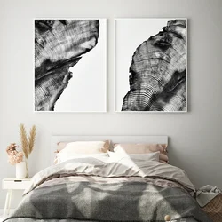 Home Tree Rings Canvas Painting Black And White Art Log Slice Print Wood Poster Modern On The Wall Decor Pictures Woodblock