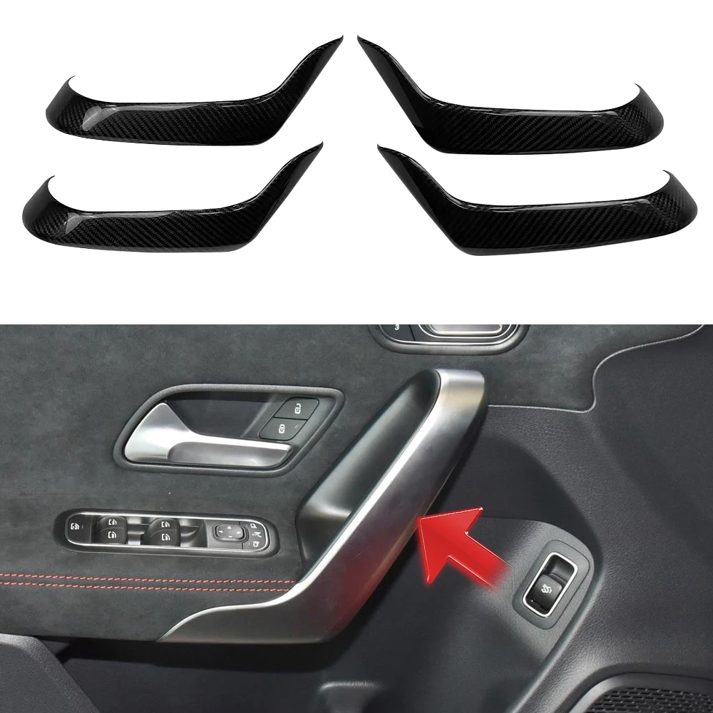 

Real Carbon Fiber Car Interior Side Door Handle Cover Trim For Benz A Class W177 2019-2021 CLA Class C188 CLA45 2020 2021 2022