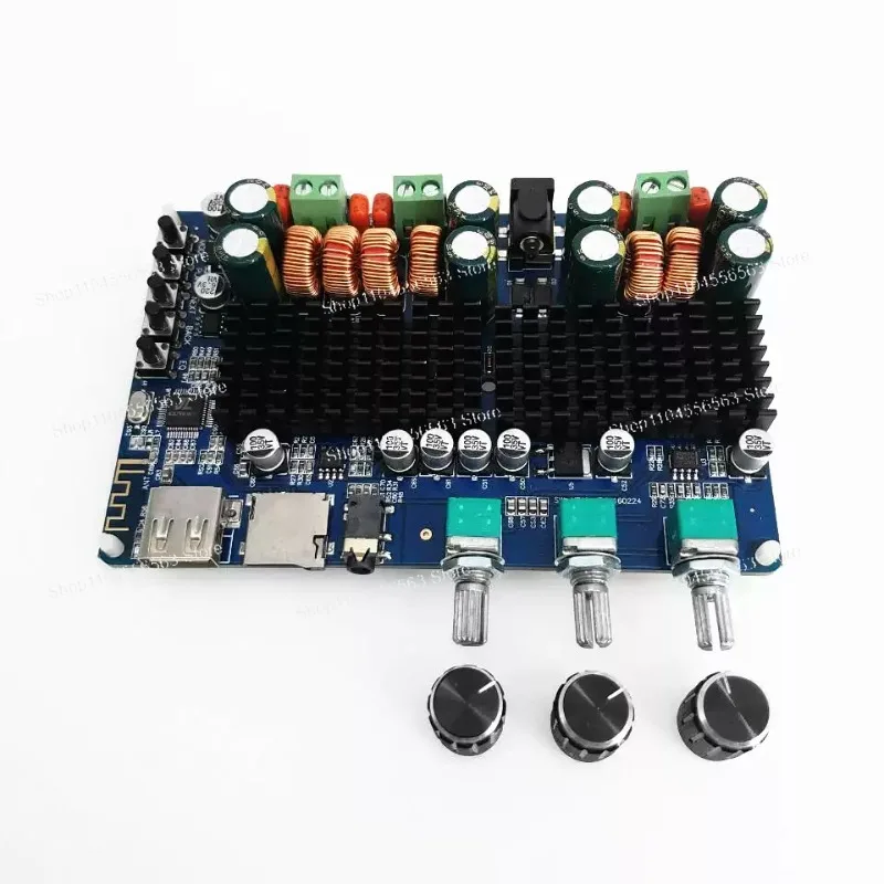 TPA3116 Bluetooth Power Amplifier Board, 200W 2.1 Channel, Bluetooth Receiver with USB/TF Card Decoding Digital Amp Board