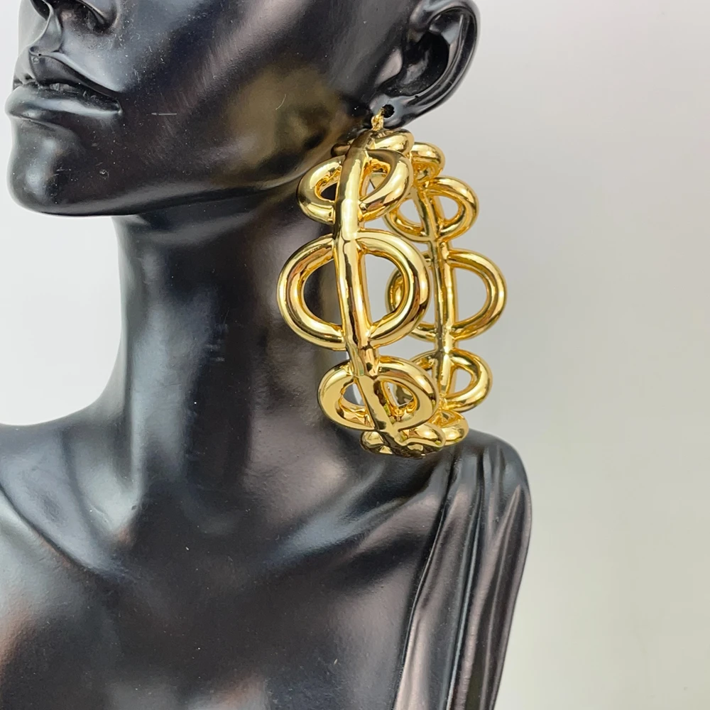 EMMA البرازيلي مجوهرات مطلية بالذهب النساء بيان كبير الأقراط الإناث كبيرة الحجم جريئة زهرة مجوهرات اكسسوارات هدايا