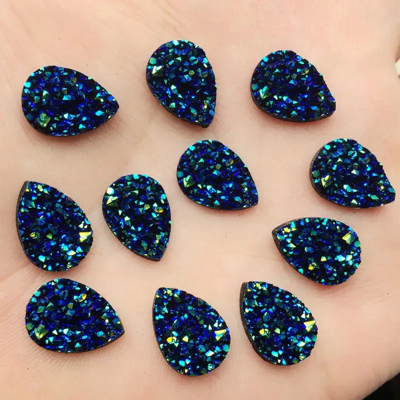 Diy 50PCS 9*13mm glitters AB Colors Mineral Surface Resin Rhinestone Flatback Cabochon Stone DIY Wedding Decoration Crafts -A57