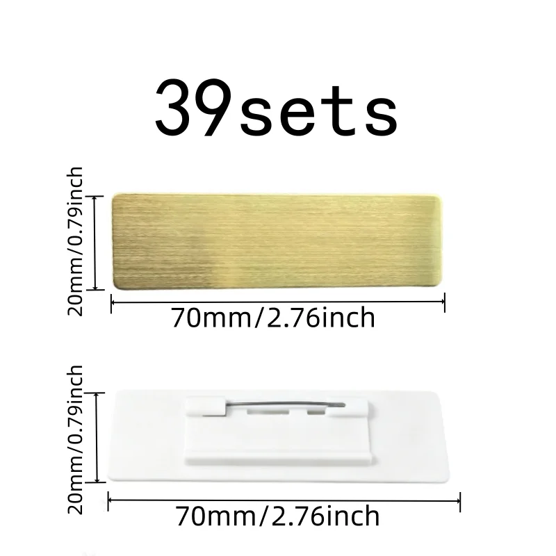 39 pcs Smooth Writable Area Name Tag Brooches, great for Event Staff Badges, Metal Pin Backing, School Conference Pins