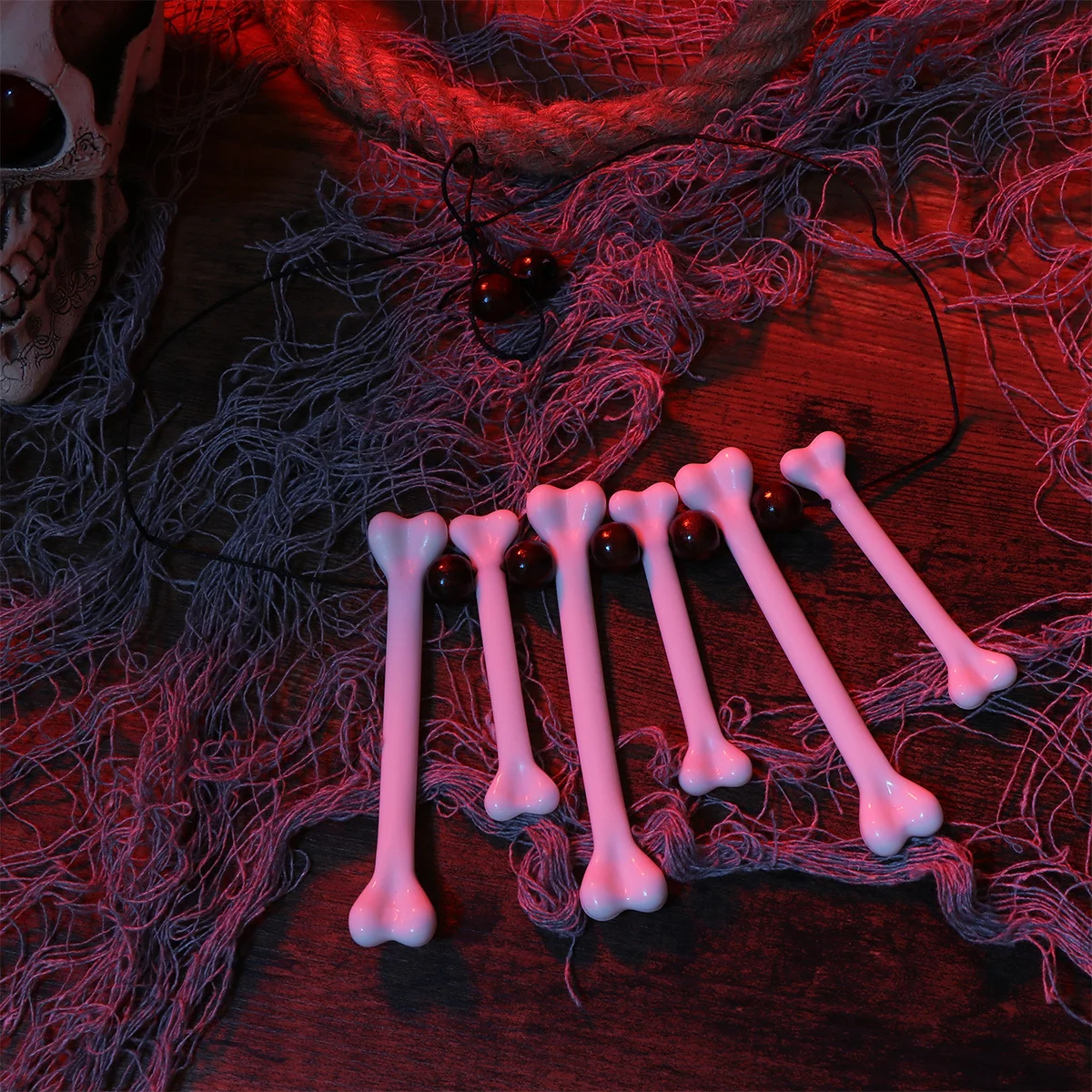 2 Stück Halloween-Knochen-Halskette, kreativer Kunststoff-Anhänger, Kette, Halsband, langlebig, leicht, für Festivals und Geschenke