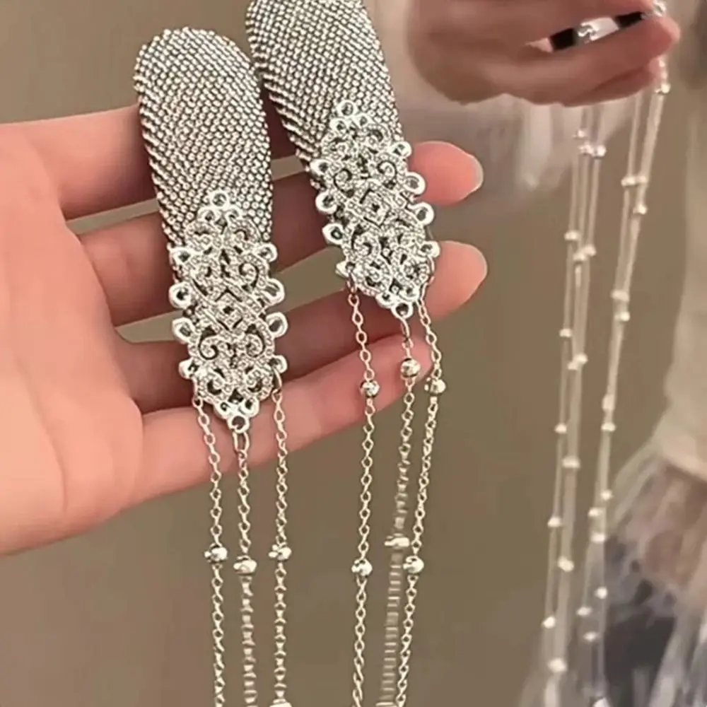 

1Pcs/1Pair Retro Tassel Hair Clip Long Tassel Unique Design Rhinestone Hairpin Ethnic Style Niche Waterfall Fringe Hairclip