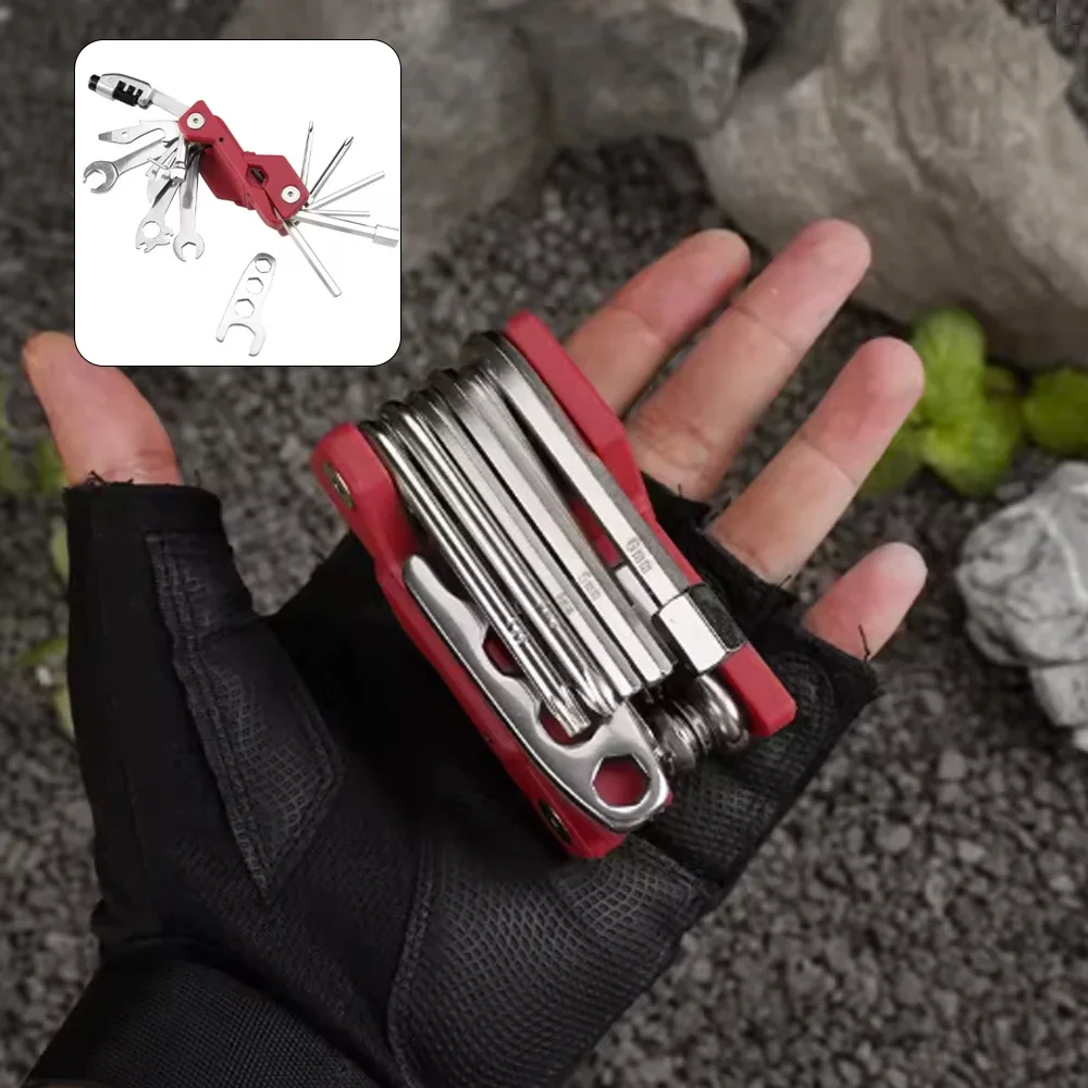 Multi Functional Folding Repair Tool Set, Hexagonal Screwdriver for Repairing Mountain Bikes, Wrench Accessories