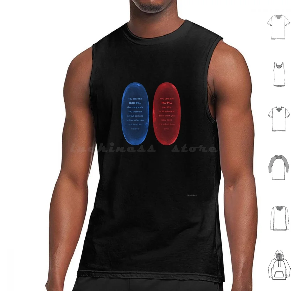 The Matrix Pills Tank Tops Print Cotton The Matrix Matrix Red Pill Blue Pill Pills Neo Morpheus Keanu Reeves