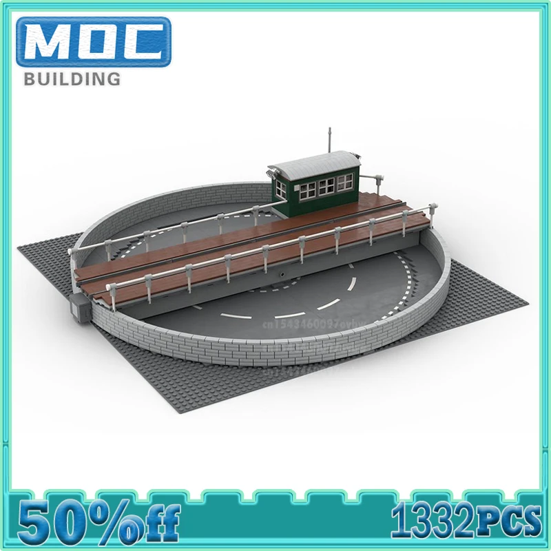 

MOC Building Block City Electric Train Turntable Locomotive Model Modular Creative DIY Assembly Bricks Collection Toy Gift