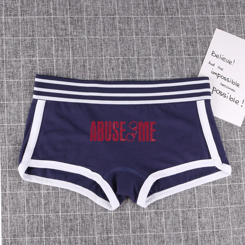 ABUSE ME Cotton Boy Shorts WIFE Gift Underwear for Women New Women Boxer Shorts Girl Panties Breathable Women\'s Intimates