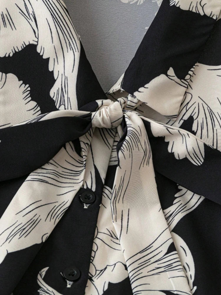 Moda elegante floral impressão faixa camisa para mulheres primavera verão roupas sazonais senhoras camisa