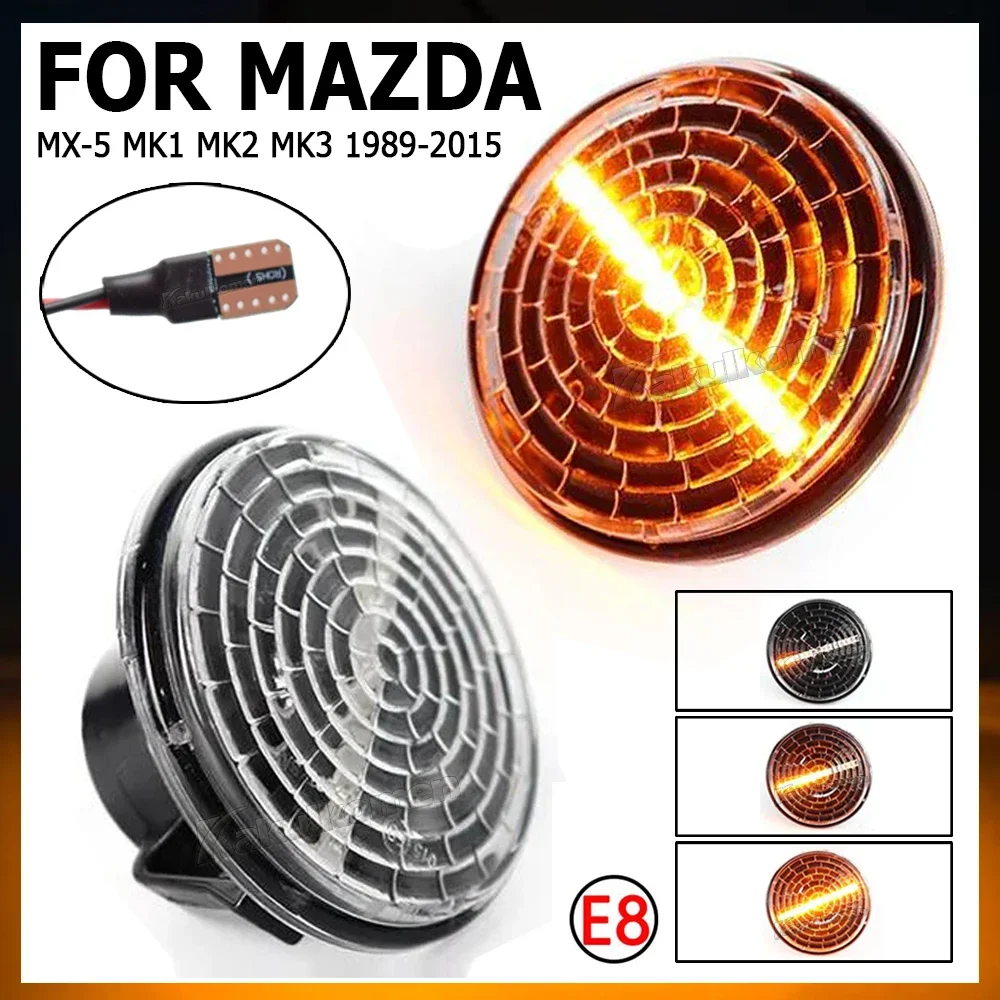 2Pcs For Mazda MX5 MX-5 MK1 MK2 MK3 Turn Signal LED Side Marker Light Repeater Lamp 1989 1999 2000 - 2013 2014 2015